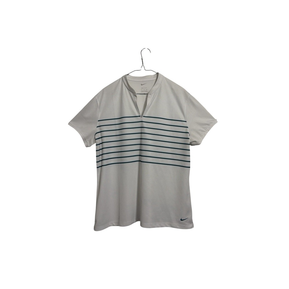 Nike Womens Dri-FIT Victory Striped Golf Polo Shirt White Teal DH2304-100 XL